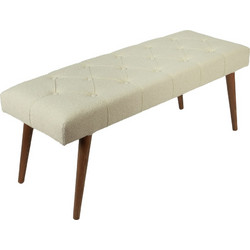 Artekko Bench Εκρού Ταμπουρέ με Μπουκλέ Ύφασμα (120x43x48)cm