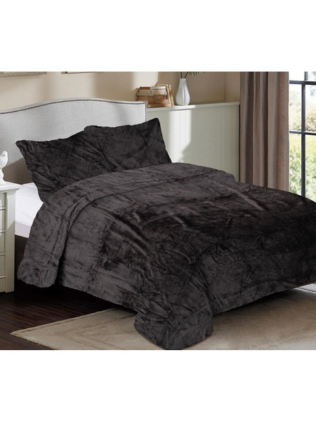 Κουβέρτα Υπέρδιπλη 220x240 Coral Fleece Solid 08 Grey-Black Dimcol