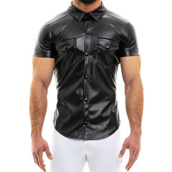 Modus Vivendi Leather Look Ανδρικό Πουκάμισο Μαύρο 20541