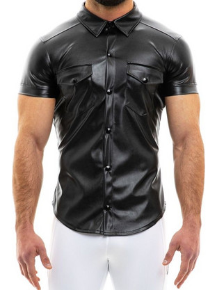 Modus Vivendi Leather Look Ανδρικό Πουκάμισο Μαύρο 20541
