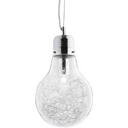Ideal Lux Luce Max SP1 Κρεμαστό Φωτιστικό Οροφής Μονόφωτο E27 Ασημί 033679