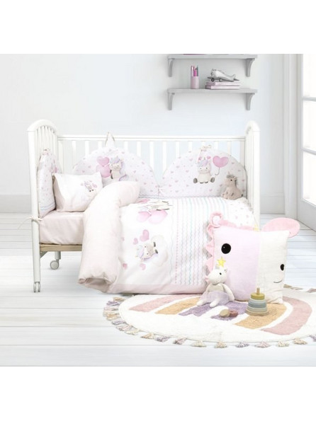 Σετ Παπλωματοθήκη Κούνιας Luni Uni Nima Kids Ροζ 110x145