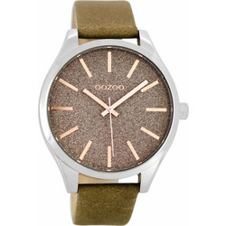 Oozoo Timepieces Γυναικείο Ρολόι με Καφέ Δερμάτινο Λουράκι C8623