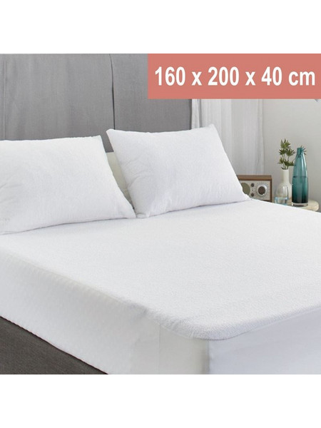 Αδιάβροχο Υποσέντονο Λευκό Διπλό 160x200x40cm