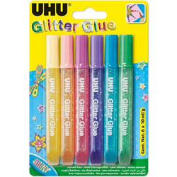 Κόλλες UHU Glitter Shiny 10ml - 6 τμχ