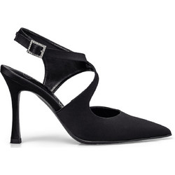 Envie Shoes Γόβες Slingback Δερμάτινες με Λεπτό Ψηλό Τακούνι Μαύρες E02-22086-34
