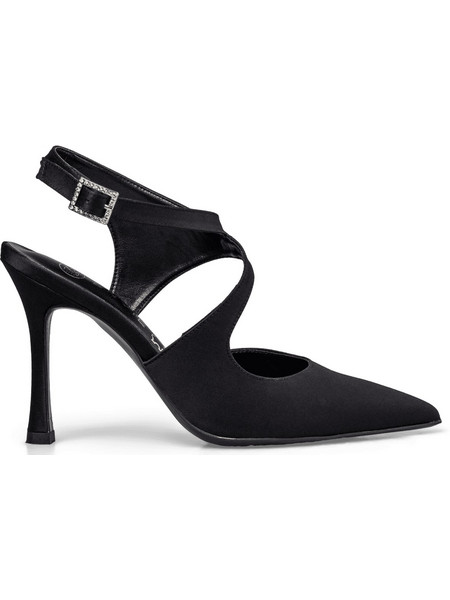 Envie Shoes Γόβες Slingback Δερμάτινες με Λεπτό Ψηλό Τακούνι Μαύρες E02-22086-34