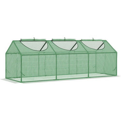 Outsunny Mini Garden Greenhouse με 3 κυλιόμενα παράθυρα και κάλυμμα PE Anti-UV, 180x60x60cm, Πράσινο 845-368V05