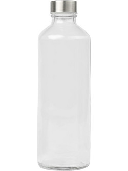 Uniglass Μπουκάλι Γυαλί 1lt Water Διάφανο Με Πώμα Silver