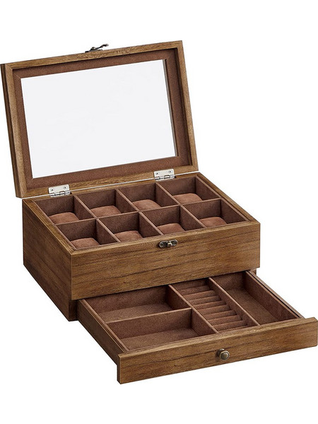 Songmics Watch Box Rustic Walnut 19 x 27 x 12.5 cm (JOW008K01)