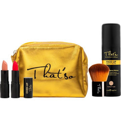 That'so Face Up & HD Face Brush & Over Up Lipstick Kit (3 Προϊόντα) - Face Up Καινοτόμο Makeup Σπρέι - Dark Nude & Face Brush Πινέλο Μακιγιάζ Kabuki & Over Up Lipstick Ματ Υπερενυδατικό Κραγιόν Μακράς