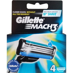 Gillette Mach3 Ξυραφάκι με Ανταλλακτικές Κεφαλές με 3 Λεπίδες & Λιπαντική Ταινία 4τμχ
