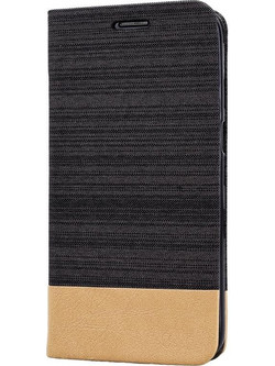 Θήκη Flip Canvas Mocca για Blackview A60 Pro (Σκούρο Καφέ)