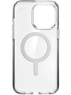 SPECK (150571-3240) IPHONE 15 PRO MAX MAGSAFE CASE, PRESIDIO CLEAR (CLEAR/CLEAR/CHROME FINISH/SERENE SILVER)