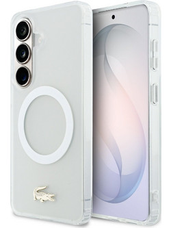 LACOSTE PC/Tpu Frosted Finish Gold Logo Magnetic Case For Samsung Galaxy S26 White - (LCHMS26SUFWAH)