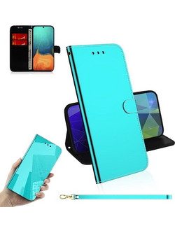 Για Galaxy A71 Δερμάτινη Θήκη Flip με Μαγνήτη, Λουρί, Στήριξη & Θήκη Καρτών (Πράσινο Μέντα) (OEM)