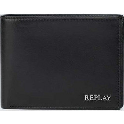 REPLAY SMOOTH LEATHER WALLET BLACK