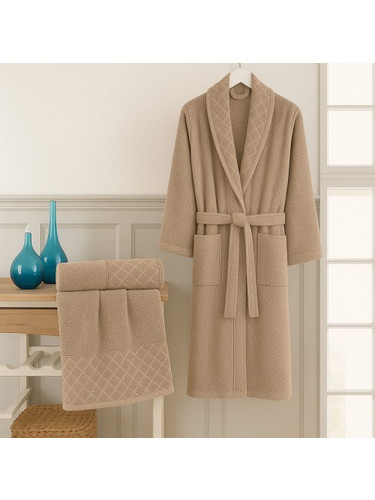 Σετ Μπουρνούζι 3τμχ Βαμβακερό onesize Μπεζ BOX100-BG-SET