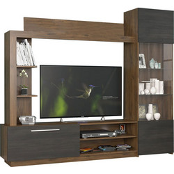 Σύνθετο σαλονιού June pakoworld καρυδί-wenge 204x35x177εκ