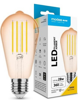 Modee Lighting Λάμπα Filament LED Amber ST58 4W E27 320 1800K (360 lumen)
