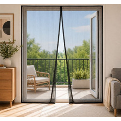 Σίτα Μπαλκονόπορτας Μαγνητική Μαύρη 150x220cm