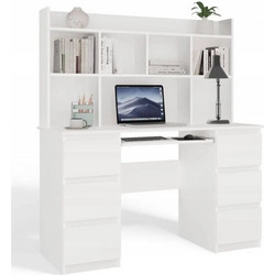 Topeshop Kuba Σετ Γραφείο με Βιβλιοθήκη White M-MP-B-KUB-KUBA+NDST-BIA