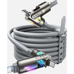LISEN Chubby Καλώδιο Φόρτισης 4 σε 1, 2 μ - 240 W PD3.1, USB-C & USB-A σε C & Lightning