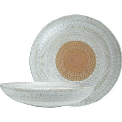 Σαλατιέρα Stoneware Ανάγλυφη Aztec White-Brown ESPIEL 28,3x6,4εκ. ZAT109K2 - ESPIEL - ZAT109K2