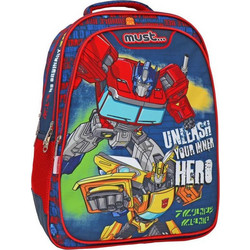Must Transformers Unlease Your Inner Hero Σχολική Τσάντα Πλάτης Δημοτικού Μπλε Κόκκινη 483232