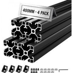 Προφίλ εξώθησης αλουμινίου VEVOR 4PCS 4040, 15,75 ίντσες 400 mm, ανοδιωμένη γραμμική ράγα ευρωπαϊκού προτύπου με υποδοχή T, ράγα αλουμινίου υψηλής αντοχής από εξώθηση, για εξαρτήματα τρισδιάστατων εκτ