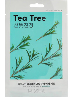 Missha Airy Fit Tea Tree Sheet Μάσκα Προσώπου για Ενυδάτωση με Πράσινο Τσάι 19gr