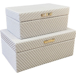Κουτιά Αποθήκευσης (Σετ 2Τμχ) NKL112 25x15x10/20x12x8cm White Espiel Τεχνόδερμα,Mdf