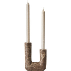 Κηροπήγιο Minerva Rustic Καφέ Τραβερτίνη W14,5xH20 cm - Travertine - Titanium MUUBS
