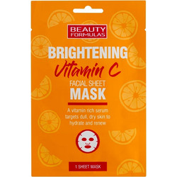 Beauty Formulas Brightening Vitamin C Facial Sheet Μάσκα Προσώπου για Ενυδάτωση & Λάμψη 1τμχ