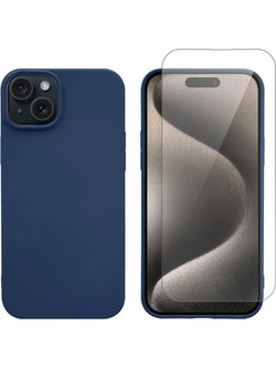 Redshield iPhone 15 Silicone Case & Glass Blue Θήκη Κινητού & Προστατευτικό Οθόνης