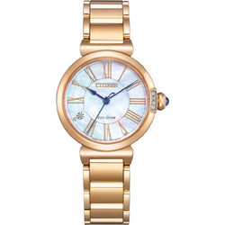Citizen Eco-Drive Γυναικείο Ρολόι Solar με Ροζ Χρυσό Μεταλλικό Μπρασελέ EM1063-89D