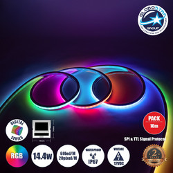 GLOBOSTAR(R) NEONIO-A 90753 Ψηφιακή Pixel Addressable Ταινία Neon Flex LED 14.4W/m 864lm/m 90 DC 12V Αδιάβροχο IP65 60 x SMD5050 Chip/m 20 x Pixel/m Πολύχρωμο RGB Dimmable SPI/TTL Protocol IC SM16703P