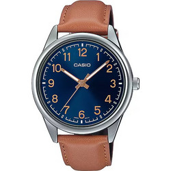Casio Ανδρικό Ρολόι με Καφέ Δερμάτινο Λουράκι MTP-V005L-2B4