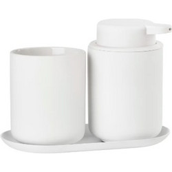 Zone Denmark Σετ Μπάνιου 3 Τμχ Stoneware/Inox 18x9,5x13,5 Εκ. - Ume White
