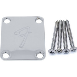 Fender Guitar/Bass Neck Plate, 4-bolt - 70's F Logo, Chrome