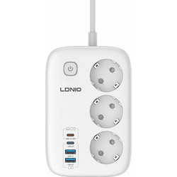 Πολύπριζο με 3 Πρίζες, 2xUSB-A & 2xUSB-C PD 45W Ldnio SE2
