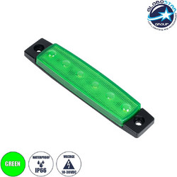 GLOBOSTAR(R) SIDEMARKER 79902 Φώτα Όγκου Οχημάτων LED 1.5W 75lm 120 DC 10-30V Αδιάβροχο IP66 Πράσινο - 6 x SMD2835 Sanan Chip - Μ9.5 x Π2 x Υ1.1cm