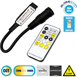 GLOBOSTAR(R) 73354 TONE CCT Controller 2CH DC 5-24V 12A 288W Max IP20 - RF 2.4GHz Ασύρματο Χειριστήριο - M15xΠ1.3xΥ1cm