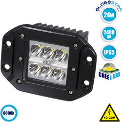 GloboStar(R) 85441 PRO Series Χωνευτός Προβολέας Εργασίας - Working Light για Αυτοκίνητα & Φορτηγά LED CREE XBD 24W 2400lm DC 10-30V Αδιάβροχο IP65 Ψυχρό Λευκό 6000K