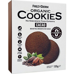 Frezyderm Organic Cookies Cacao 0% Sugar Βιολογικά Μπισκότα με Κακάο & 0% Ζάχαρη, 135g