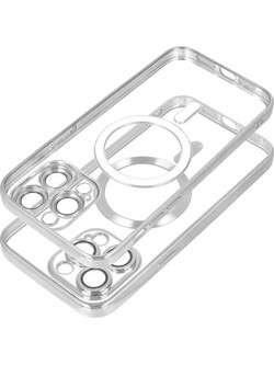 Electro Mag Cover - Θήκη Σιλικόνης με Υποστήριξη MagSafe για Apple iPhone 16 σε Ασημί Xρώμα