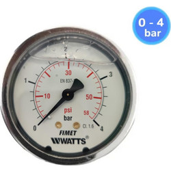 Μανόμετρο Γλυκερίνης Οριζόντιο πλάτης Watts Fimet 0-4Bar Φ63 Inox