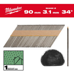 Milwaukee 4932492598 - Καρφιά - D 34 3.1/90mm Λείο 2200τμχ MW
