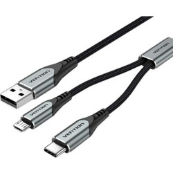 Καλώδιο Vention USB-A Male to Dual USB-C Male 1m Gray CQOHF