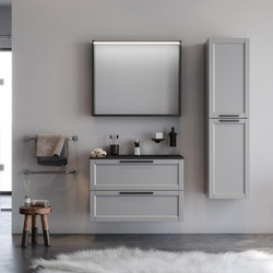 Σετ Έπιπλο Μπάνιου LAGUNA Γκρι 80 MDF 18mm Λάκα 9SLAG080GRM Πάγκο 81x46.50x52cm Martin
